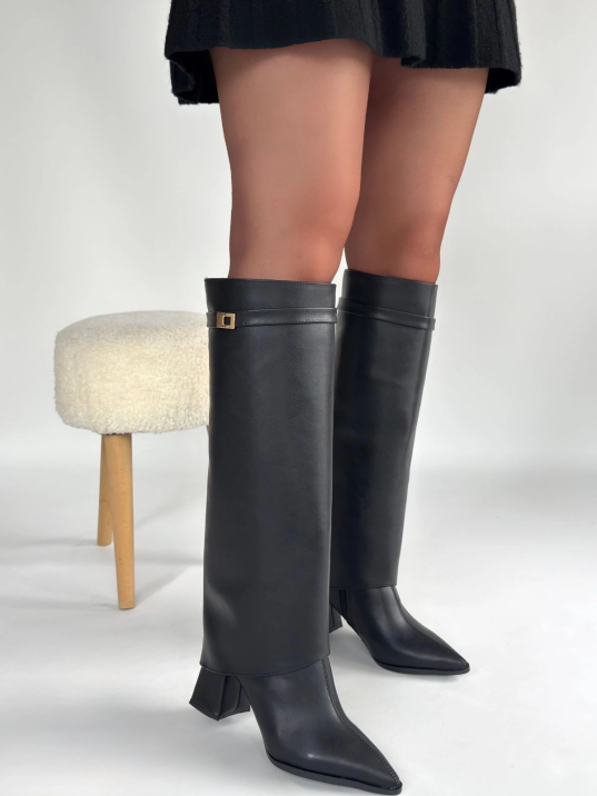 Jike Siyah Cilt Tak Çıkar Çizme Jike Siyah Cilt Tak Çıkar Çizme