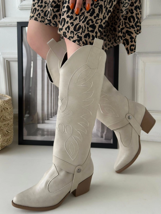 Jilla Bej Cilt Tak Çıkar Topuklu Bot Ve Çizme Jilla Bej Cilt Tak Çıkar Topuklu Bot Ve Çizme