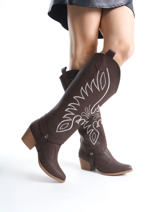 Jilla Kahverengi Cilt Tak Çıkar Topuklu Bot Ve Çizme Jilla Kahverengi Cilt Tak Çıkar Topuklu Bot Ve Çizme