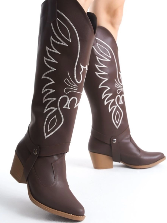 Jilla Kahverengi Cilt Tak Çıkar Topuklu Bot Ve Çizme Jilla Kahverengi Cilt Tak Çıkar Topuklu Bot Ve Çizme