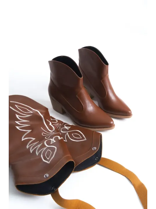 Jilla Taba Cilt Tak Çıkar Topuklu Bot Ve Çizme Jilla Taba Cilt Tak Çıkar Topuklu Bot Ve Çizme