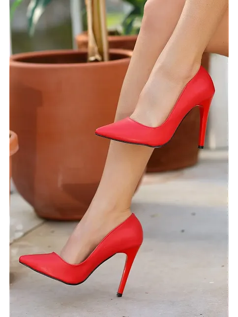 Jilya Kırmızı Cilt Stiletto Ayakkabı