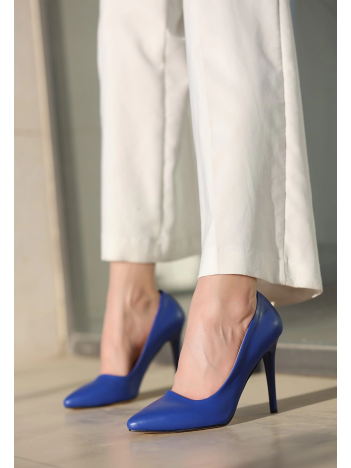 Jilya Mavi Cilt Stiletto Ayakkabı Jilya Mavi Cilt Stiletto Ayakkabı