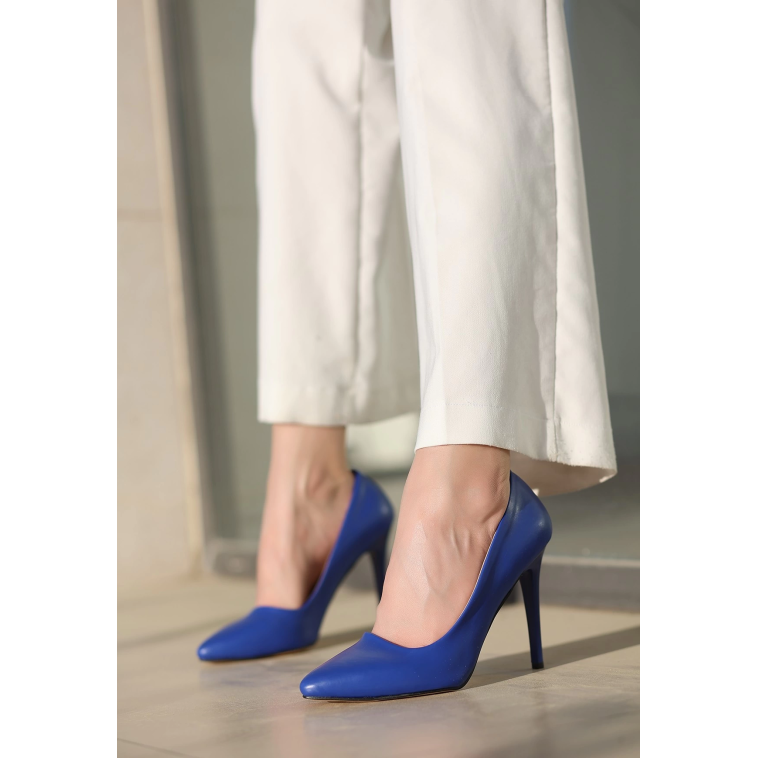 Jilya Mavi Cilt Stiletto Ayakkabı Jilya Mavi Cilt Stiletto Ayakkabı
