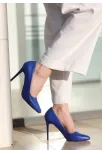 Jilya Mavi Cilt Stiletto Ayakkabı Jilya Mavi Cilt Stiletto Ayakkabı
