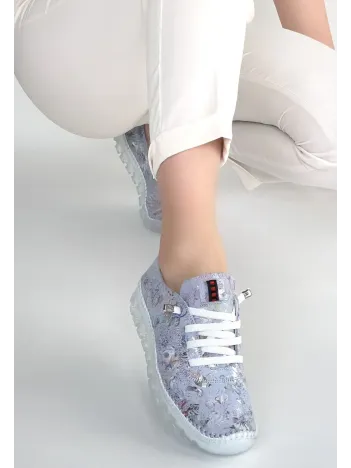 Jiten Lila Desenli Deri Bağcıklı Spor Ayakkabı Jiten Lila Desenli Deri Bağcıklı Spor Ayakkabı