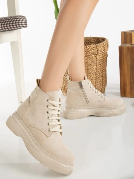 Jiwa Bej Süet Bağcıklı Bot Jiwa Bej Süet Bağcıklı Bot