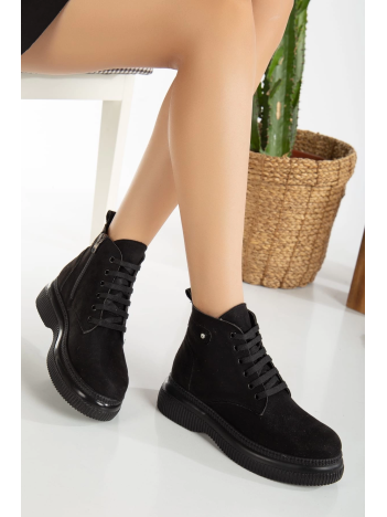 Jiwa Siyah Süet Bağcıklı Bot Jiwa Siyah Süet Bağcıklı Bot