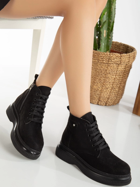 Jiwa Siyah Süet Bağcıklı Bot Jiwa Siyah Süet Bağcıklı Bot