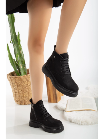 Jiwa Siyah Süet Bağcıklı Bot Jiwa Siyah Süet Bağcıklı Bot