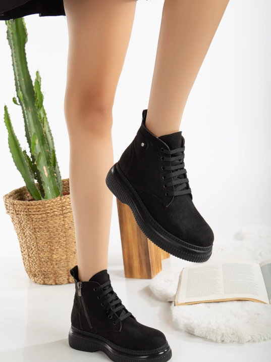 Jiwa Siyah Süet Bağcıklı Bot Jiwa Siyah Süet Bağcıklı Bot