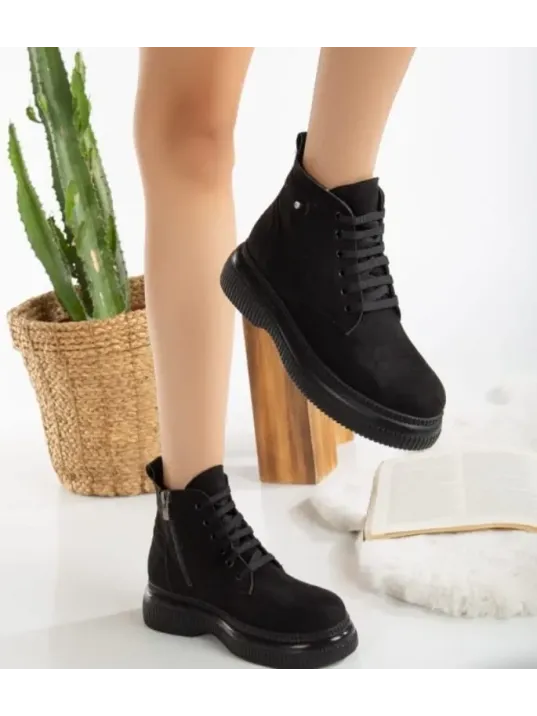 Jiwa Siyah Süet Bağcıklı Bot Jiwa Siyah Süet Bağcıklı Bot