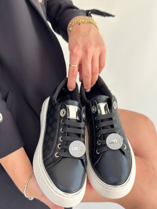 Jlar Siyah Cilt Bağcıklı Spor Ayakkabı Jlar Siyah Cilt Bağcıklı Spor Ayakkabı