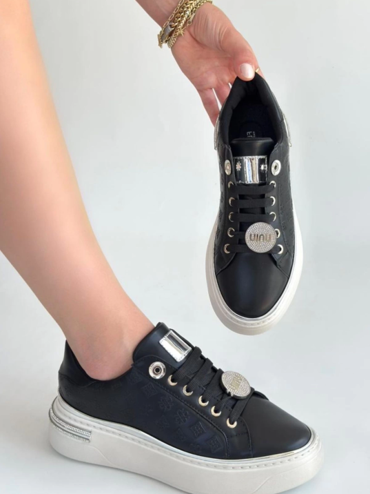 Jlar Siyah Cilt Bağcıklı Spor Ayakkabı Jlar Siyah Cilt Bağcıklı Spor Ayakkabı