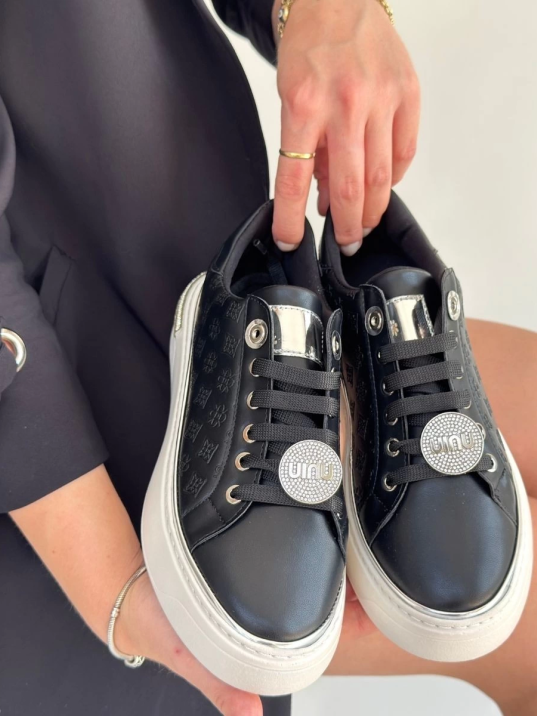 Jlar Siyah Cilt Bağcıklı Spor Ayakkabı Jlar Siyah Cilt Bağcıklı Spor Ayakkabı