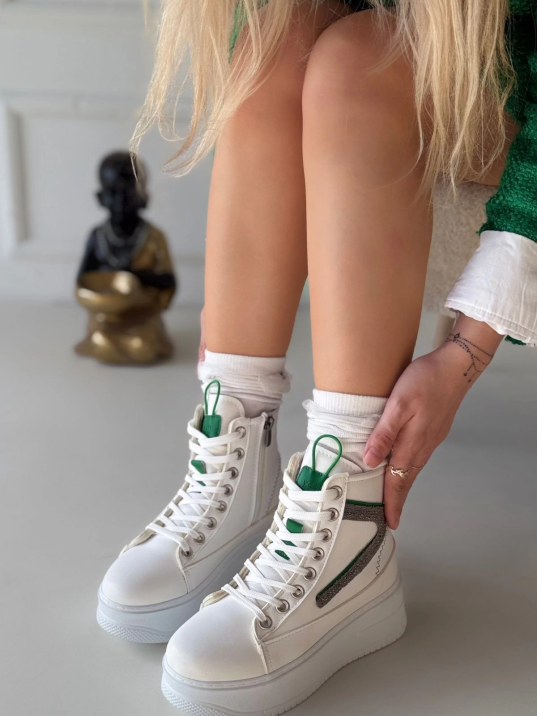 Joila Beyaz Cilt Yeşil Detaylı Bot Joila Beyaz Cilt Yeşil Detaylı Bot