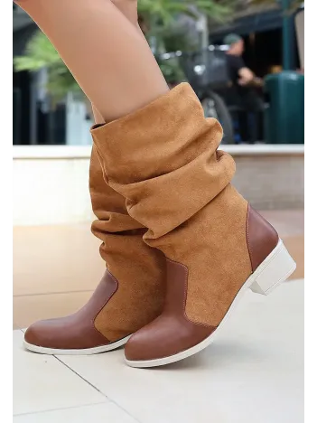 Jolin Taba Cilt Süet Detaylı Çizme