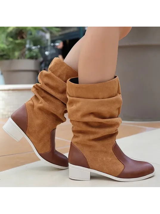 Jolin Taba Cilt Süet Detaylı Çizme Jolin Taba Cilt Süet Detaylı Çizme