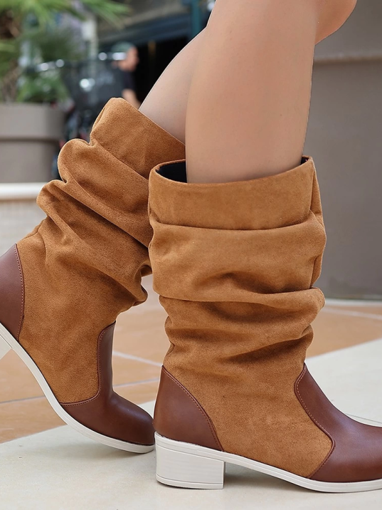 Jolin Taba Cilt Süet Detaylı Çizme Jolin Taba Cilt Süet Detaylı Çizme