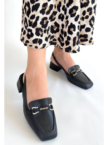 Joone Siyah Cilt Topuklu Ayakkabı Joone Siyah Cilt Topuklu Ayakkabı