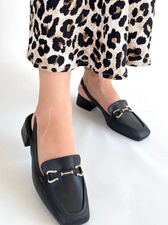 Joone Siyah Cilt Topuklu Ayakkabı