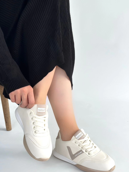 Jowen Bej Cilt Vizon Detaylı Bağcıklı Spor Ayakkabı Jowen Bej Cilt Vizon Detaylı Bağcıklı Spor Ayakkabı