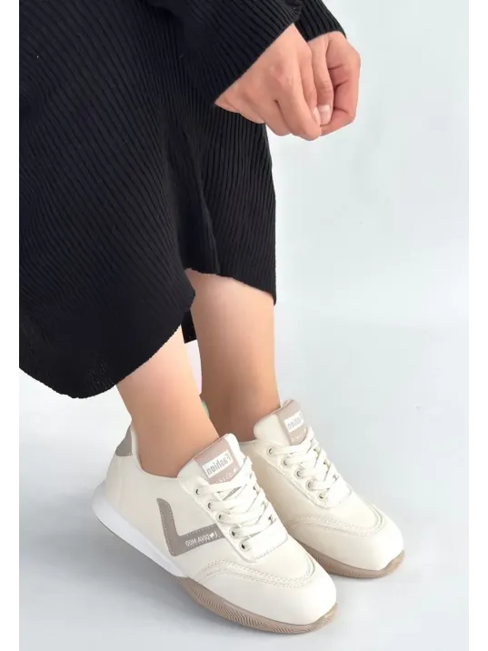 Jowen Bej Cilt Vizon Detaylı Bağcıklı Spor Ayakkabı