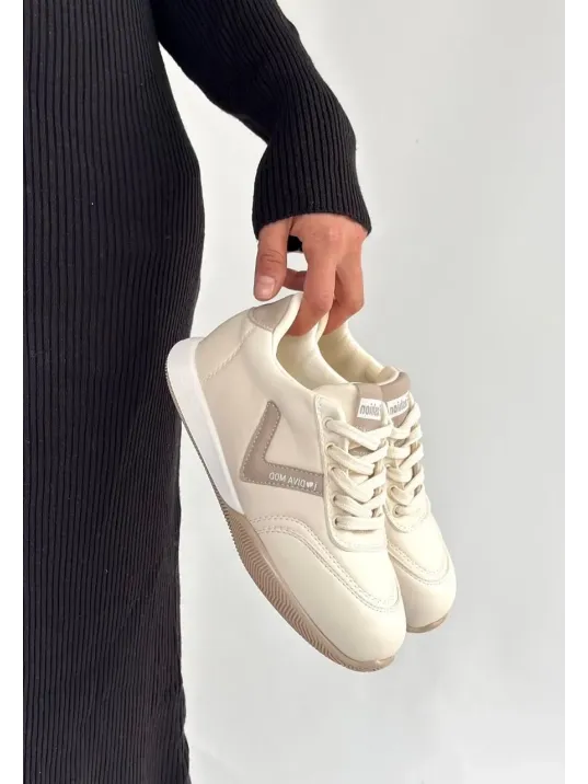 Jowen Bej Cilt Vizon Detaylı Bağcıklı Spor Ayakkabı