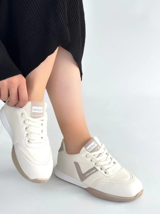 Jowen Bej Cilt Vizon Detaylı Bağcıklı Spor Ayakkabı Jowen Bej Cilt Vizon Detaylı Bağcıklı Spor Ayakkabı