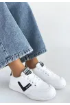 Jowen Beyaz Cilt Siyah Detaylı Bağcıklı Spor Ayakkabı