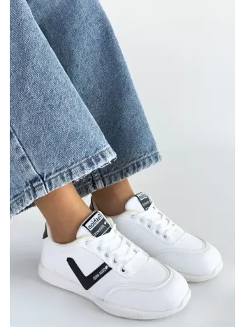 Jowen Beyaz Cilt Siyah Detaylı Bağcıklı Spor Ayakkabı