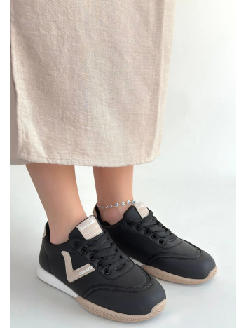 Jowen Siyah Cilt Bej Detaylı Bağcıklı Spor Ayakkabı Jowen Siyah Cilt Bej Detaylı Bağcıklı Spor Ayakkabı