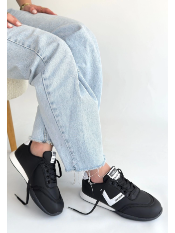 Jowen Siyah Cilt Beyaz Detaylı Bağcıklı Spor Ayakkabı Jowen Siyah Cilt Beyaz Detaylı Bağcıklı Spor Ayakkabı