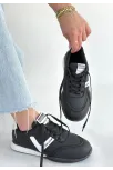Jowen Siyah Cilt Beyaz Detaylı Bağcıklı Spor Ayakkabı