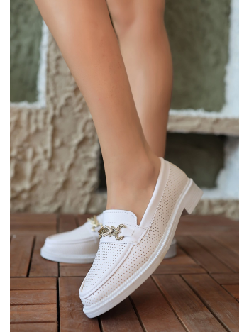 Jowi Beyaz Cilt Babet Ayakkabı