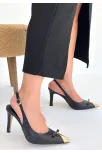 Joye Siyah Cilt Topuklu Ayakkabı