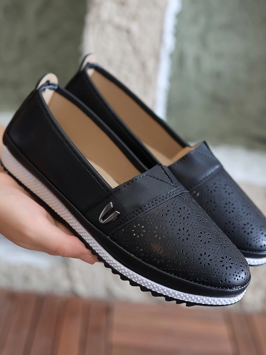 Jtem Siyah Cilt Babet Ayakkabı