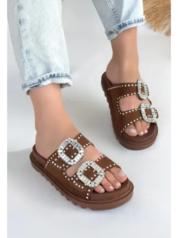 Juana Taba  Nubuk  Taşlı Terlik