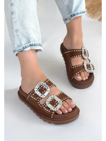 Juana Taba  Nubuk  Taşlı Terlik Juana Taba  Nubuk  Taşlı Terlik