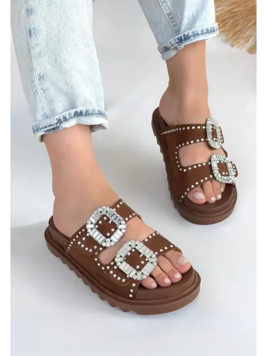 Juana Taba  Nubuk  Taşlı Terlik