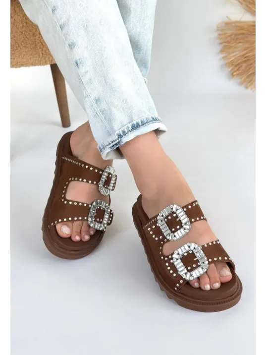 Juana Taba  Nubuk  Taşlı Terlik