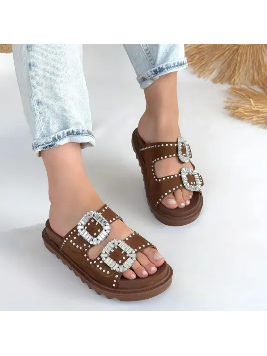 Juana Taba  Nubuk  Taşlı Terlik