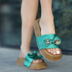 Jude Yeşil Saten Ayıcıklı Terlik Jude Yeşil Saten Ayıcıklı Terlik