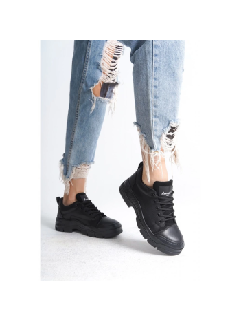 Jule Siyah Cilt Bağcıklı Spor Ayakkabı Jule Siyah Cilt Bağcıklı Spor Ayakkabı