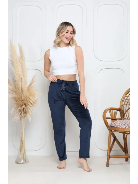 Kadife Pijama Altı Lacivert Q7013