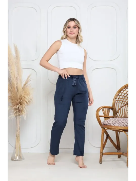 Kadife Pijama Altı Lacivert Q7013