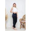 Kadife pijama altı lacivert üzerine beyaz Pontiye desenli q7013