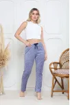 Kadife Pijama Altı Mavi Üstüne Siyah Pontiye Desenli Q7013