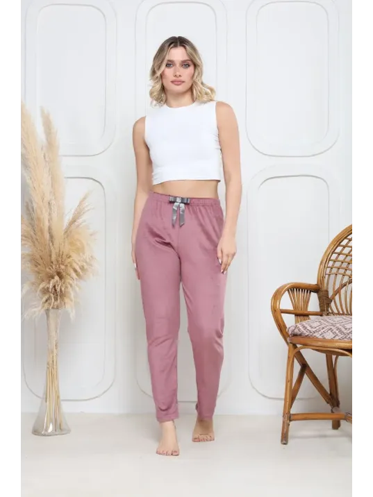 Kadife Pijama Altı Pembe Q7013