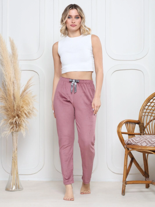 Kadife pijama altı pembe q7013